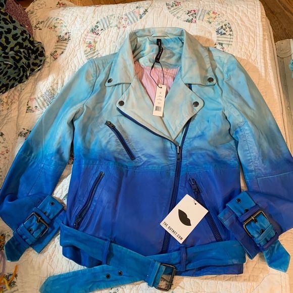 NWT WALTER BAKER LEATHER OMBRÉ DIPDYE MOTO JACKET